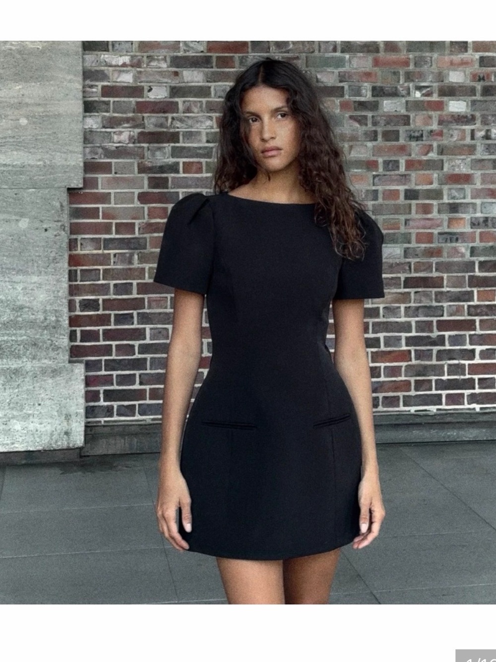 Zara Black Puff-Sleeve Mini Dress